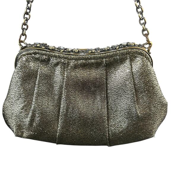 Menbur Event Clutch Gold Tone Metallic Bejewelled Ornate Clasp Retro Handbag - Picture 4 of 14